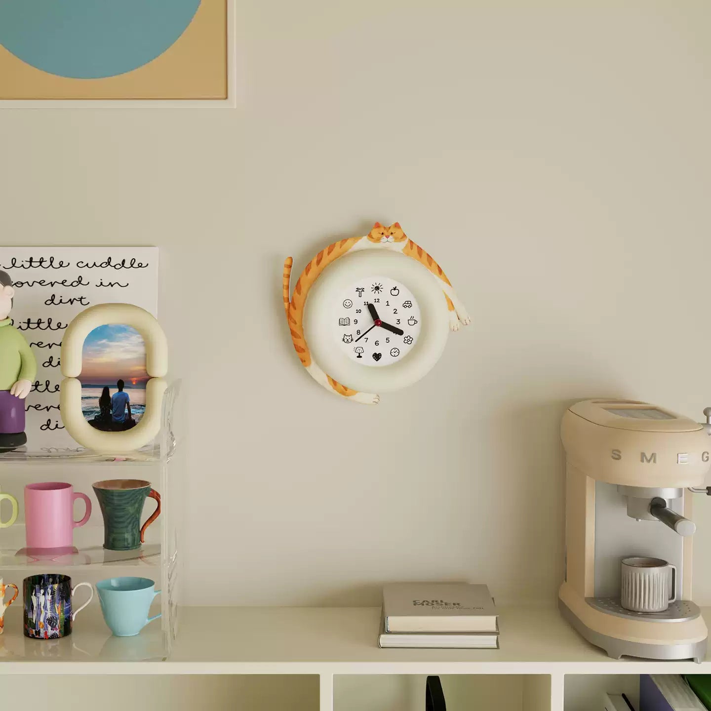 Cute Cat Hug Wall Clock