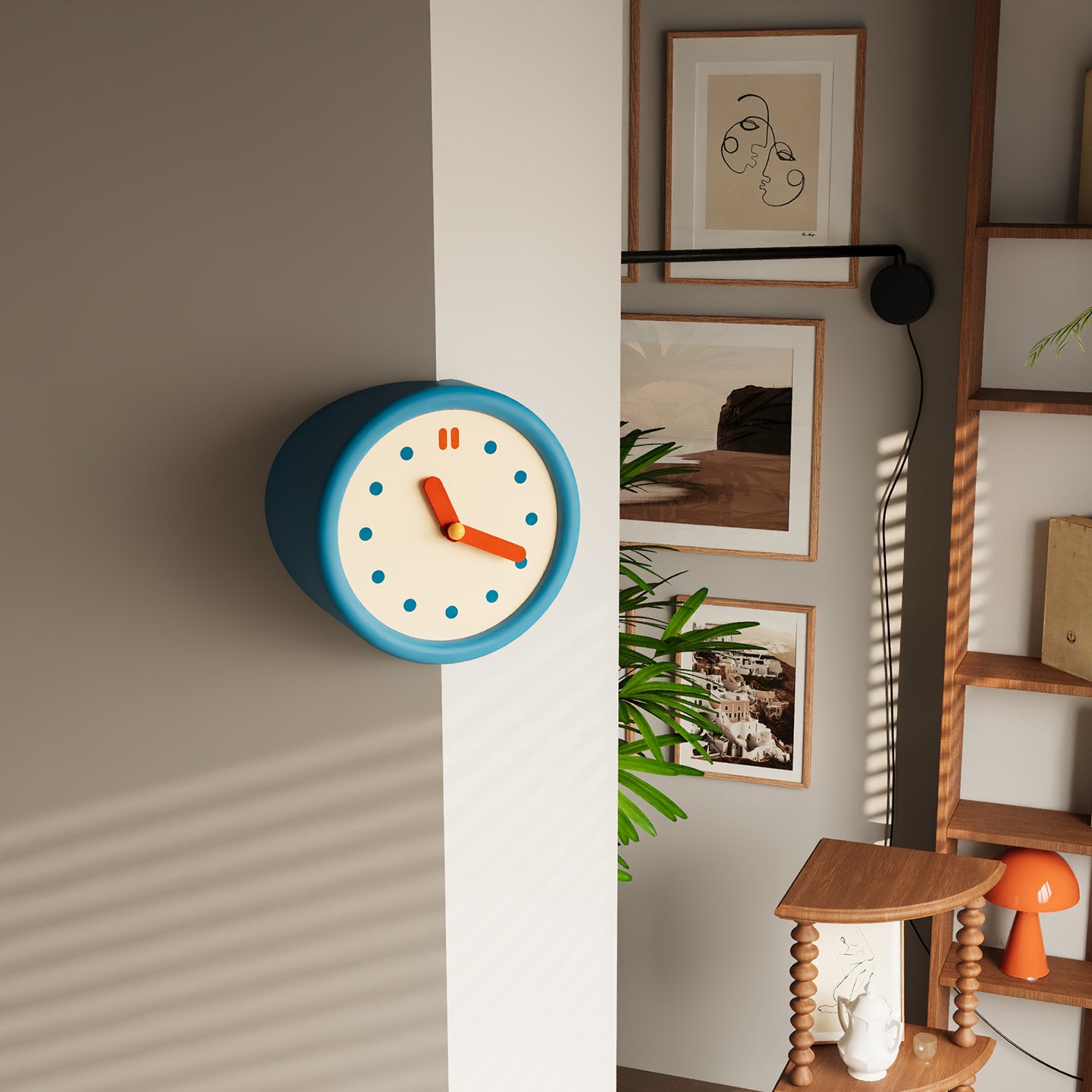 Blue Corner Clock