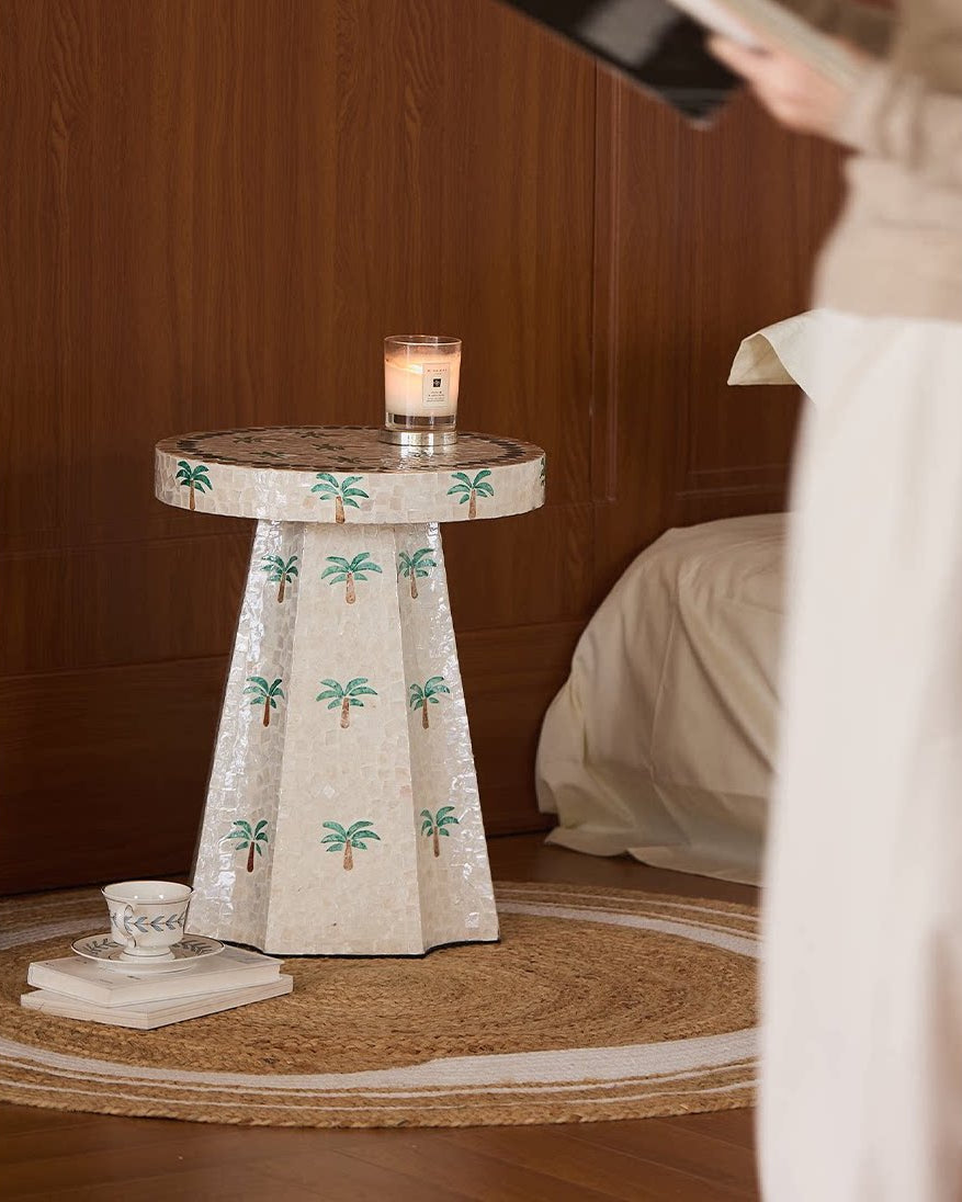 Palm Shell Mosaic Side Table