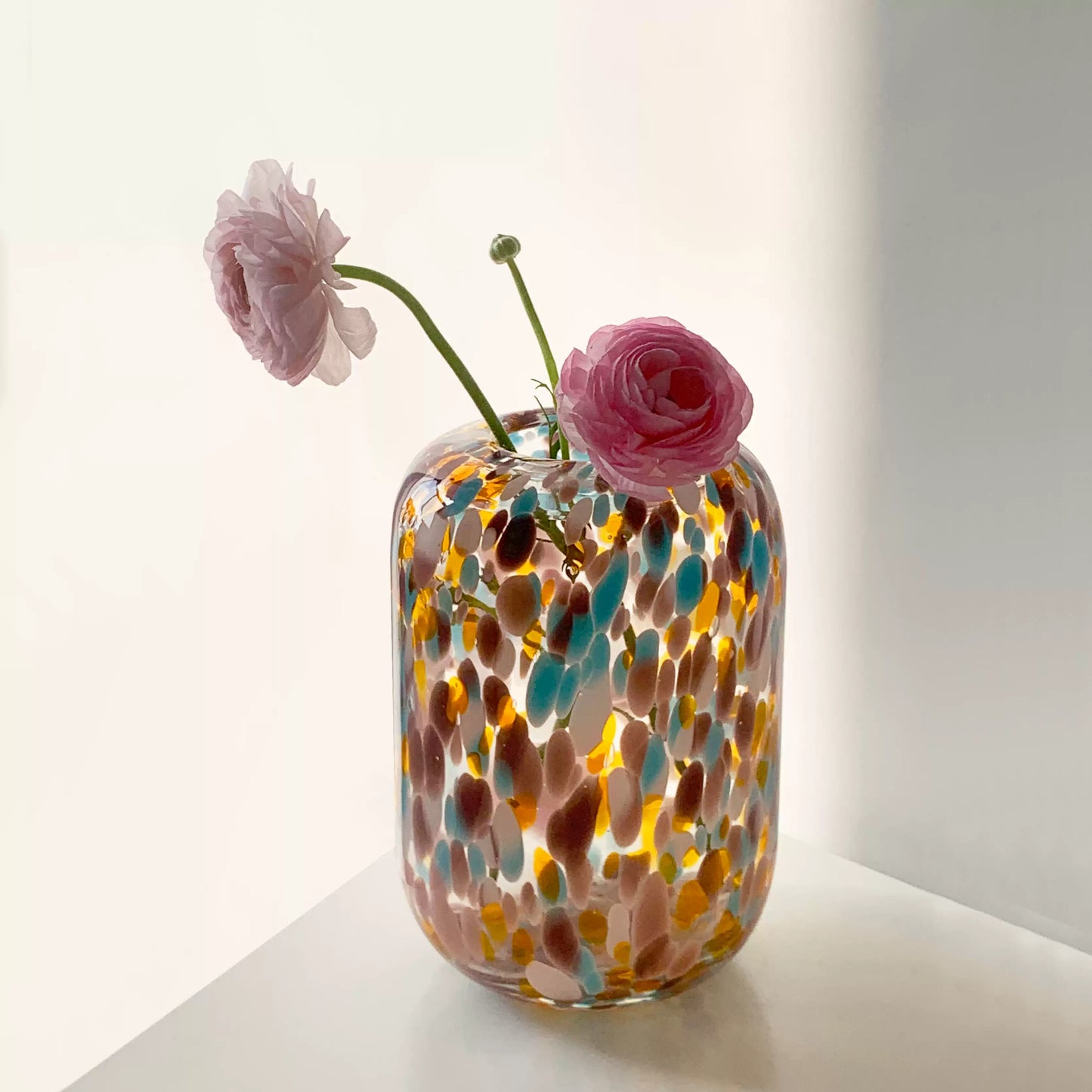 Colorful Polka-Dot Glass Vase