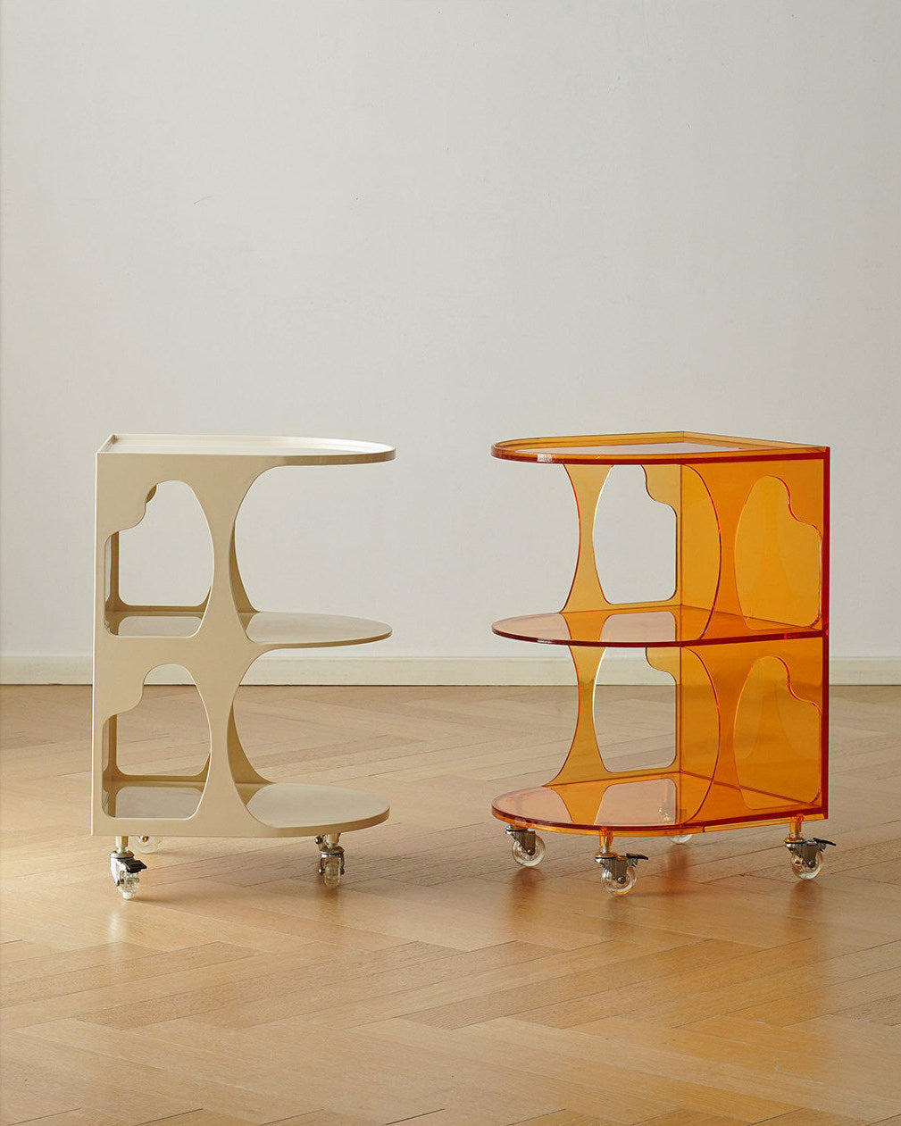 Rolling Acrylic Side Table Bar Cart