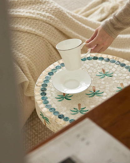 Palm Shell Mosaic Side Table