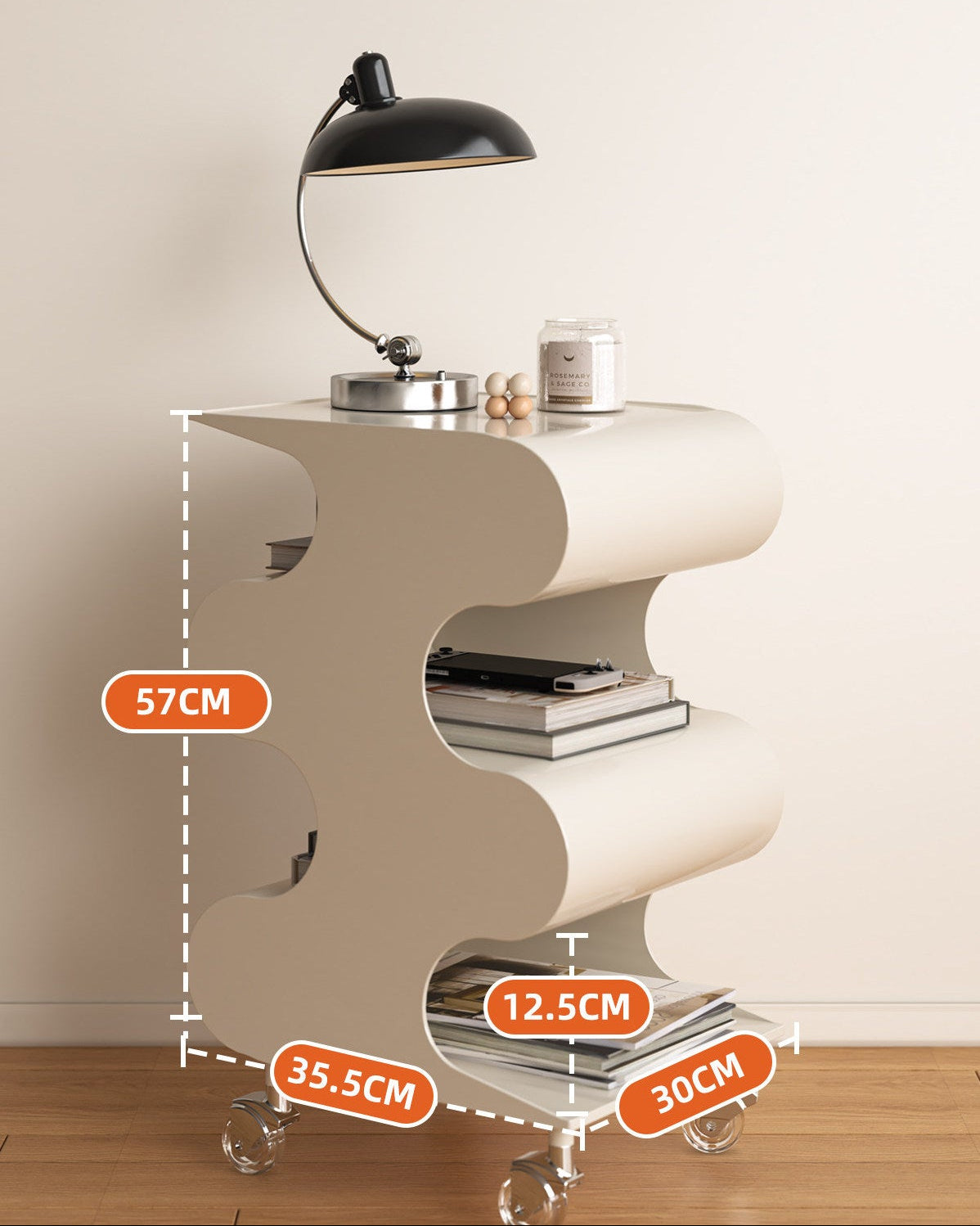 Modern Curved Rolling Cart