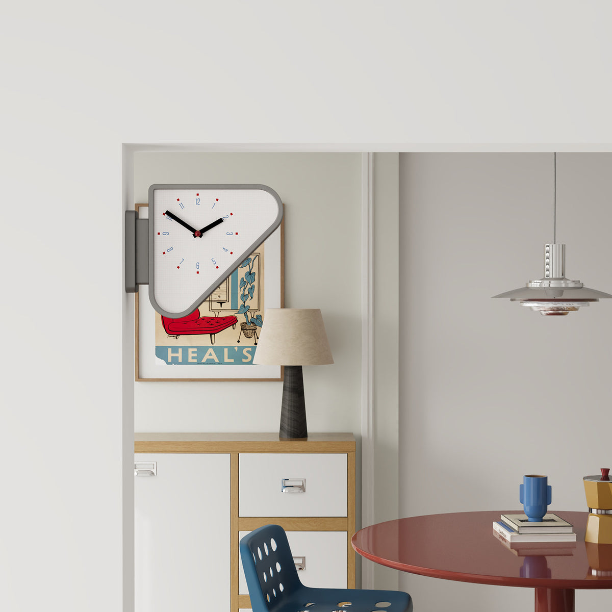 Silver Triangle Double-Sided Clock