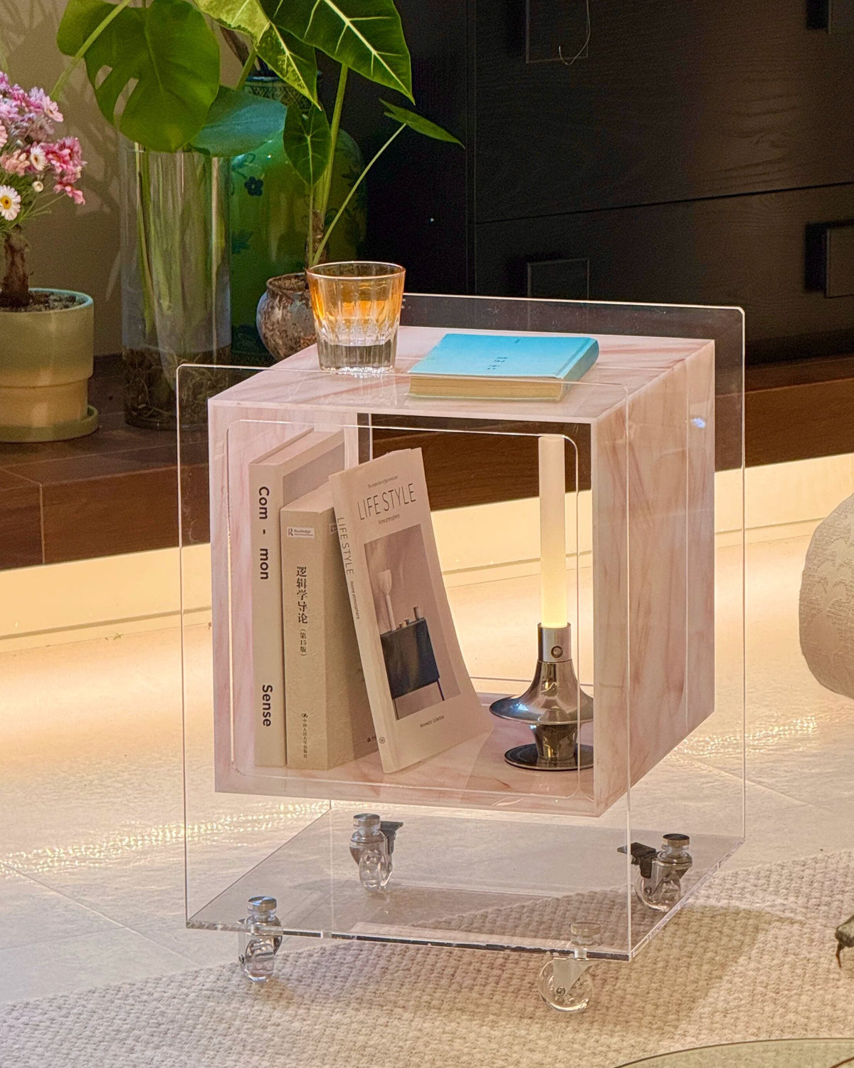 Rolling Acrylic Side Table