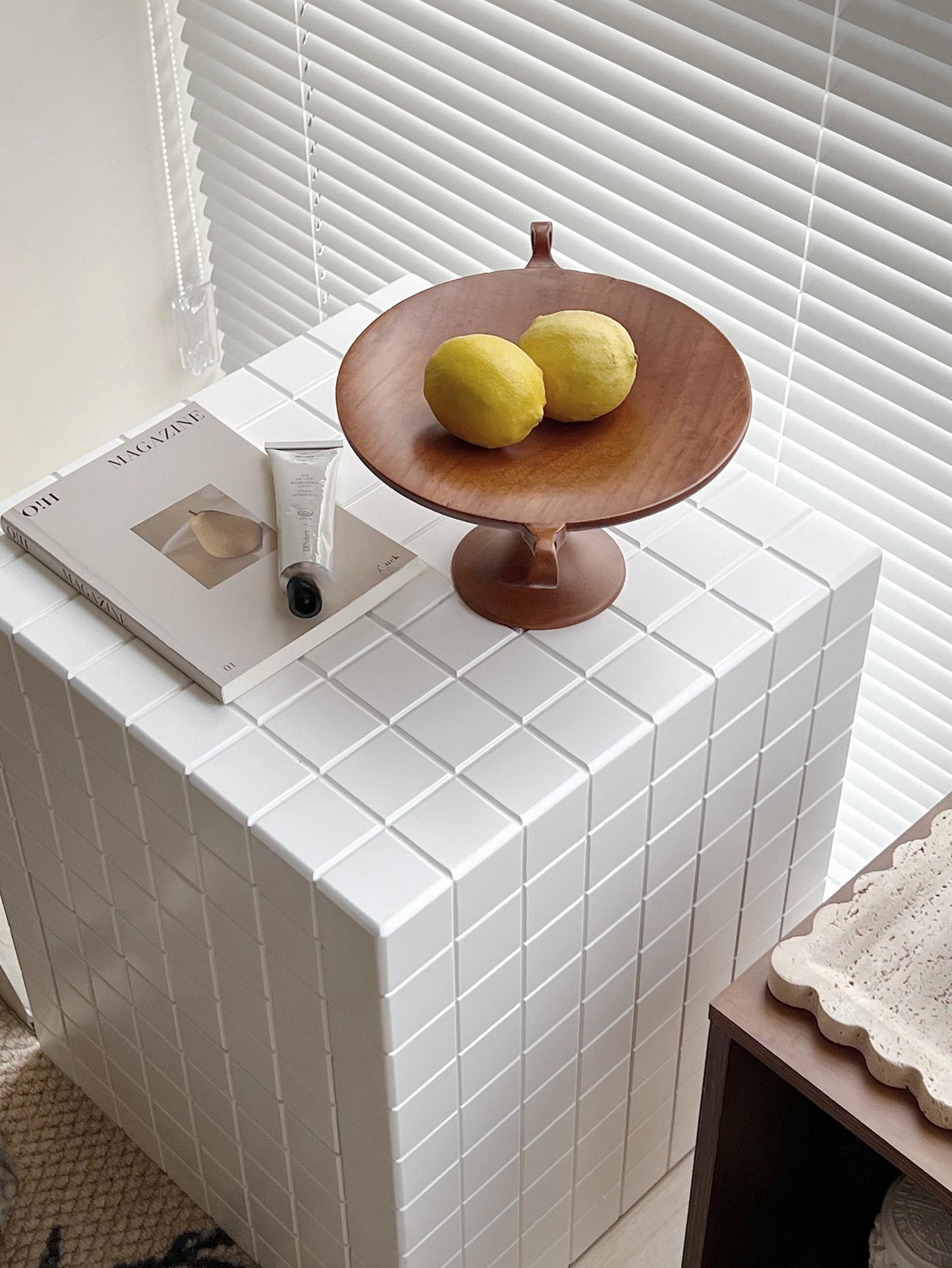 Tile Effect Side Table Nightstand Dresser