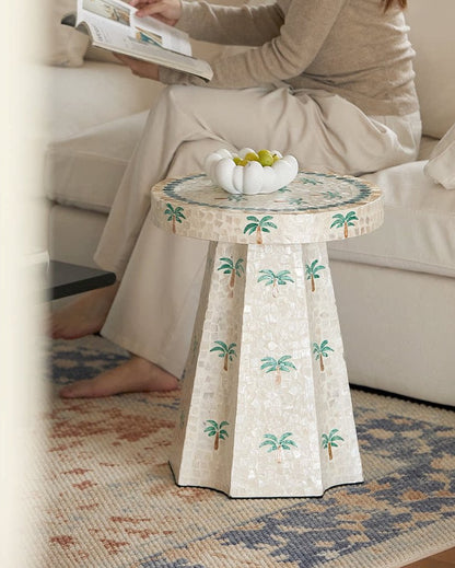 Palm Shell Mosaic Side Table
