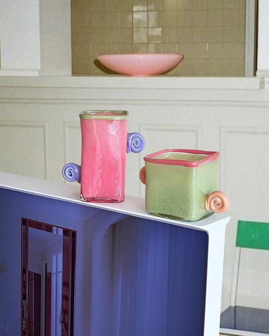 Retro Ear Handle Glass Vase