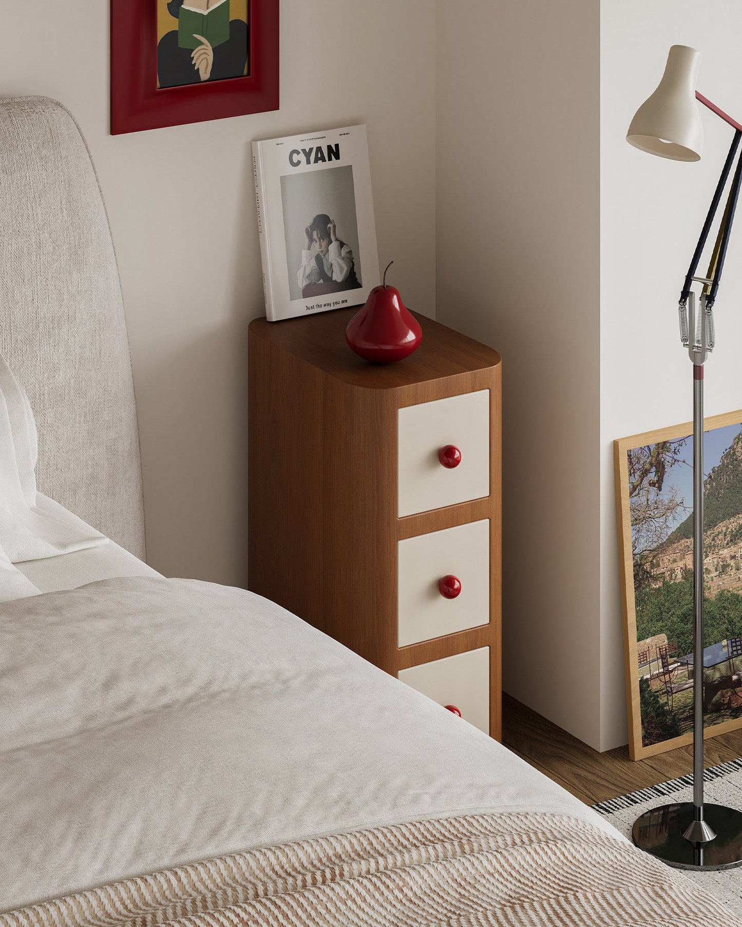 Pinocchio Style Narrow Nightstand