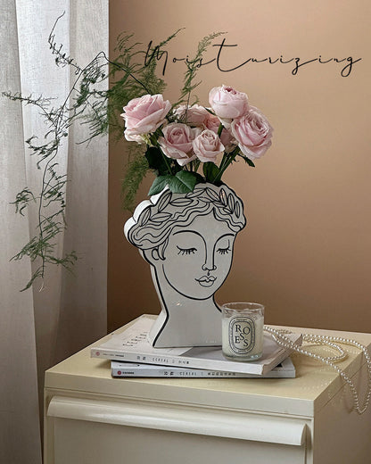 Muse Face Ceramic Vase