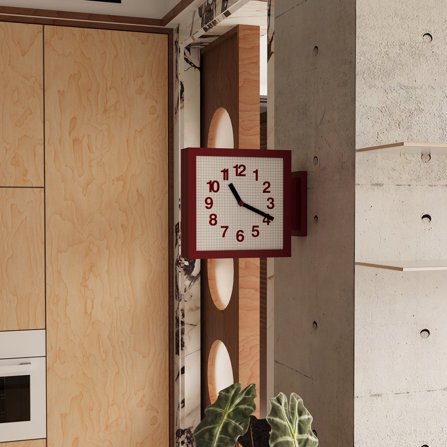 Square View Double-Sided Clock