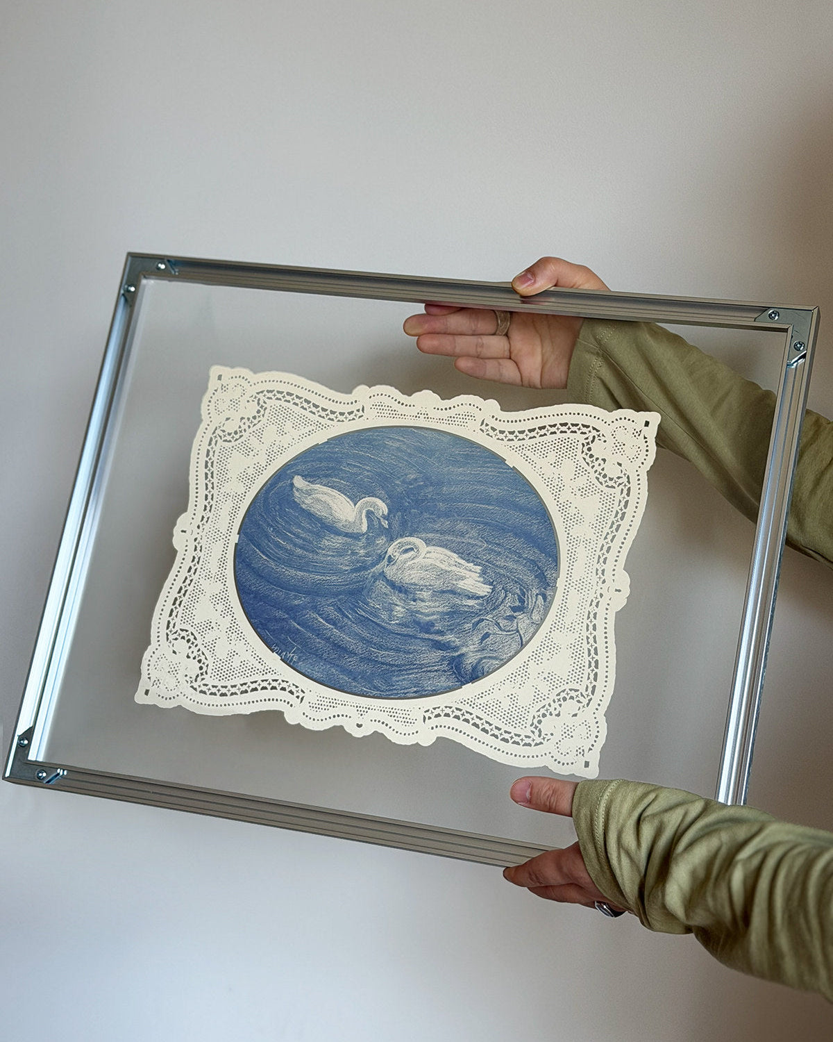 Vintage Lace Glass Wall Art