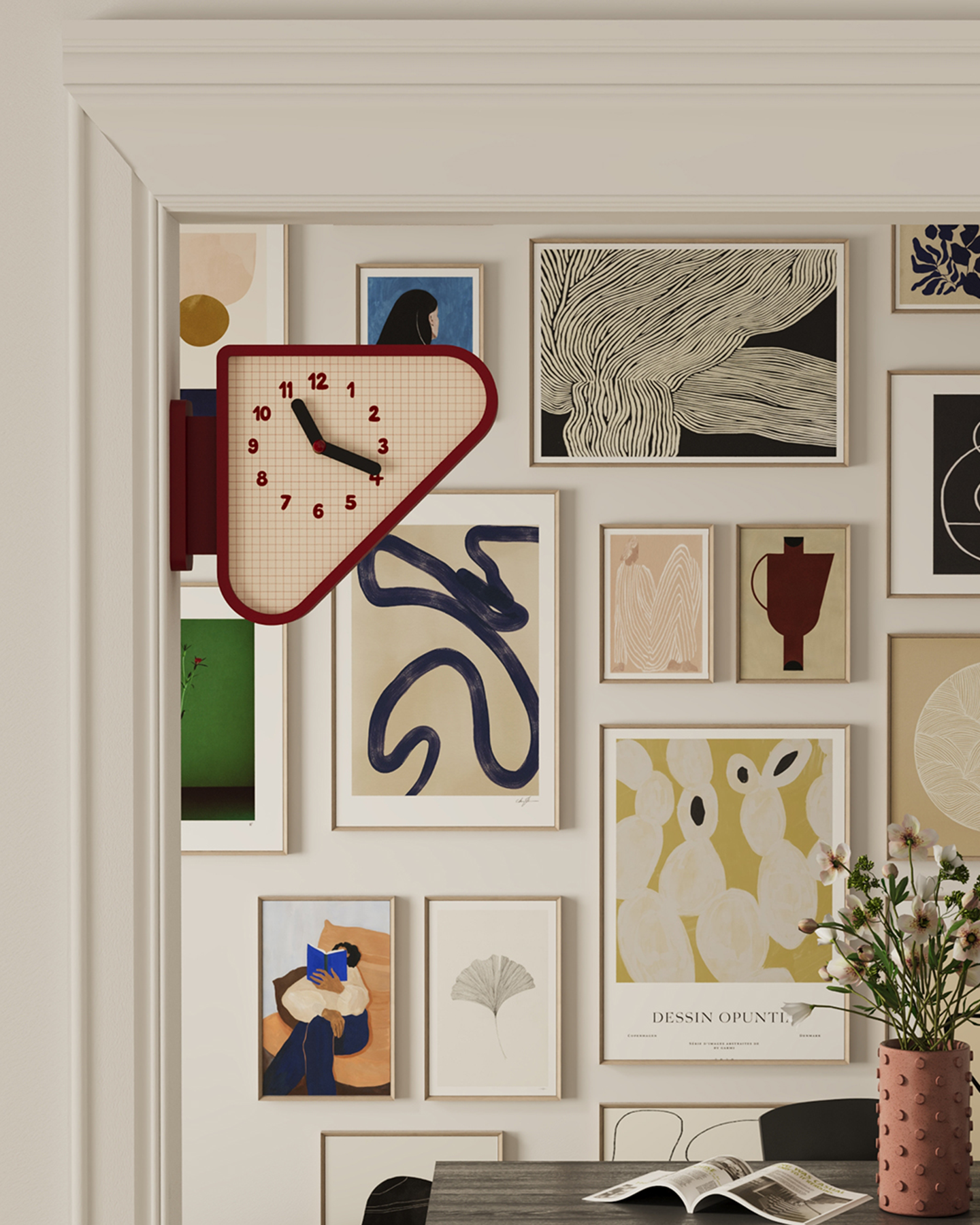 Triangle Corner View Clock