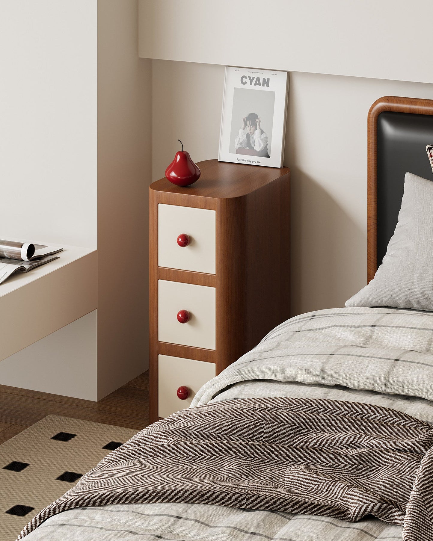 Pinocchio Style Narrow Nightstand