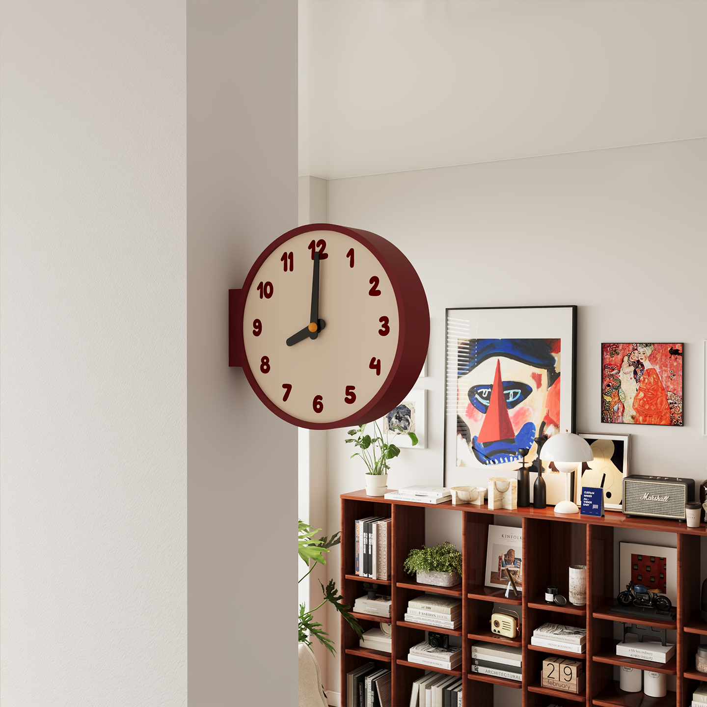 Corner View Double-Sided Clock