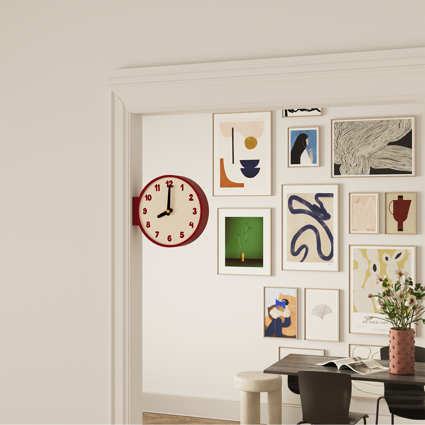 Corner View Double-Sided Clock