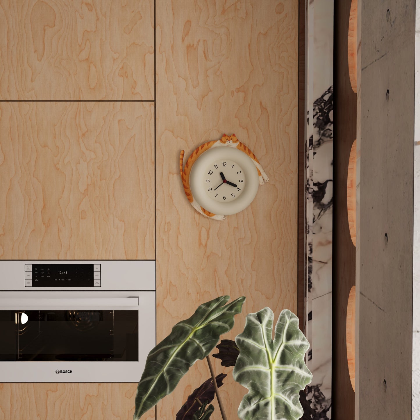 Cute Cat Hug Wall Clock