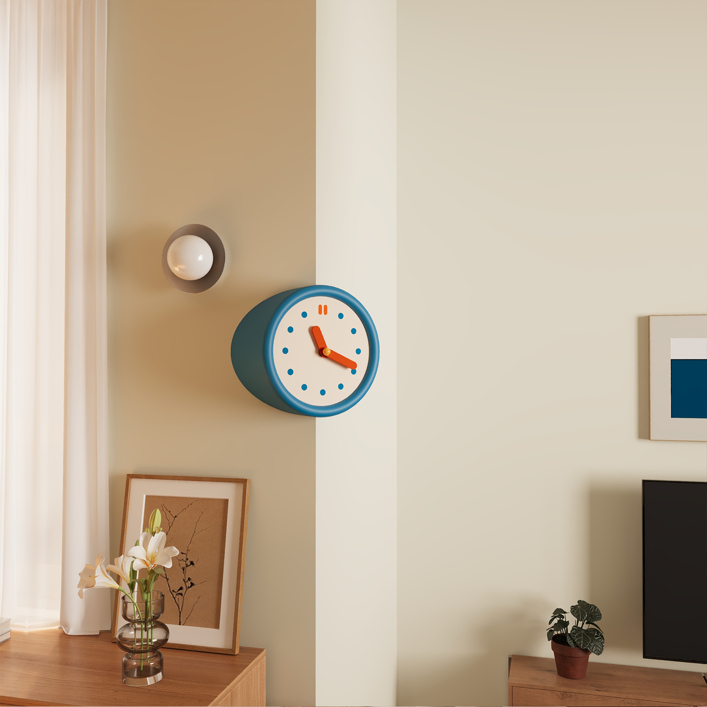 Blue Corner Clock