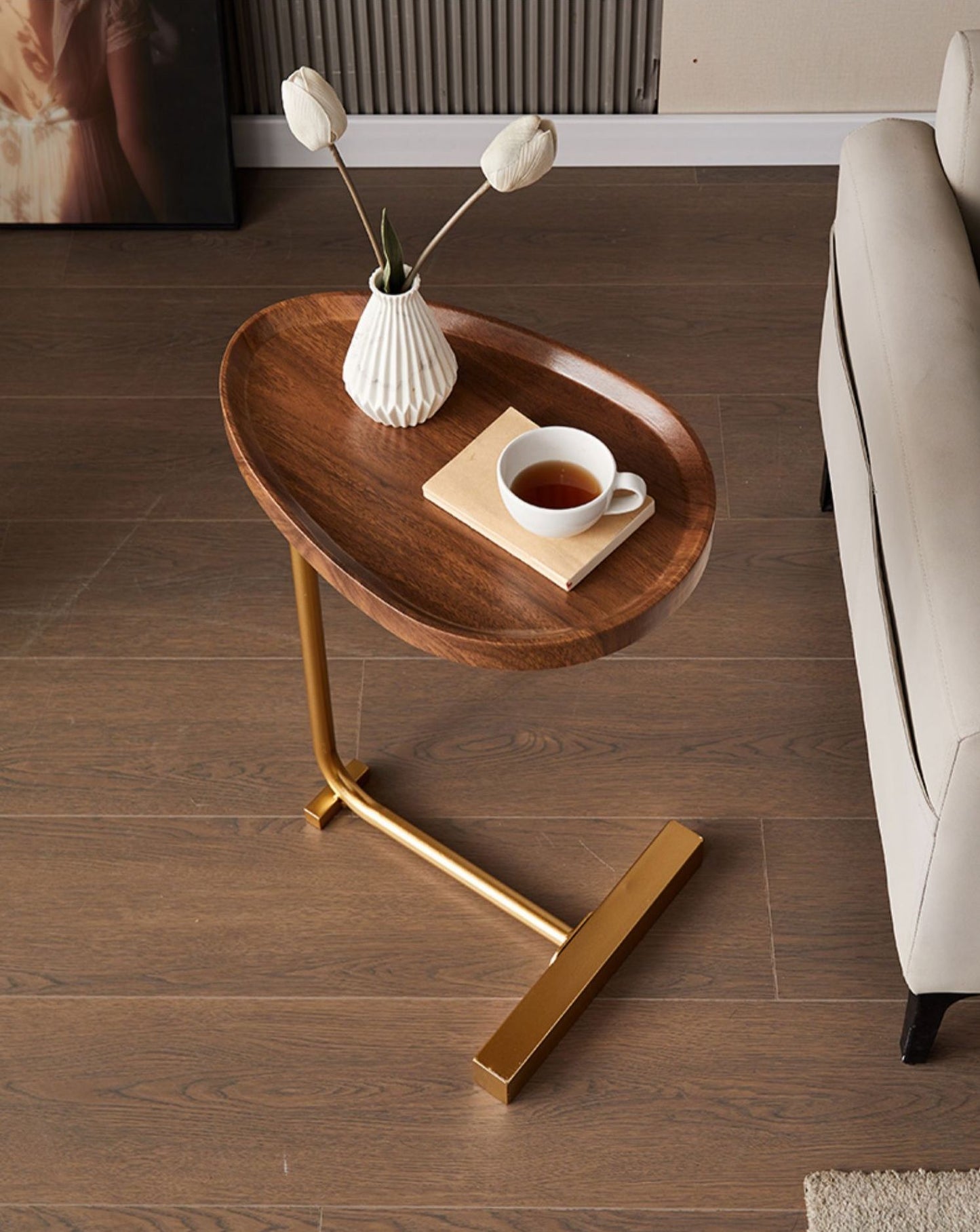 Solid Wood Oval Side Table