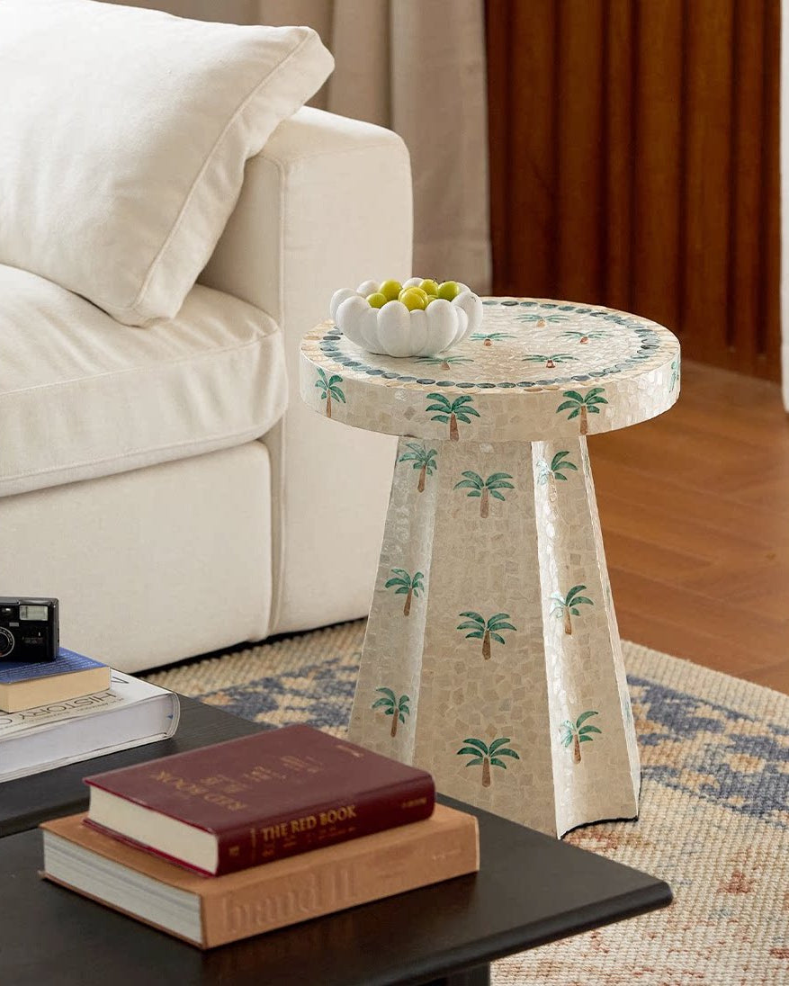 Palm Shell Mosaic Side Table