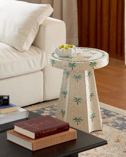 Palm Shell Mosaic Side Table