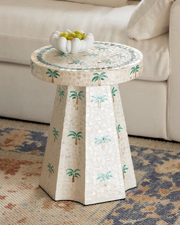 Palm Shell Mosaic Side Table
