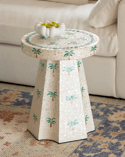 Palm Shell Mosaic Side Table