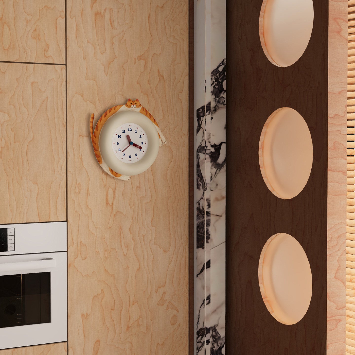 Cute Cat Hug Wall Clock