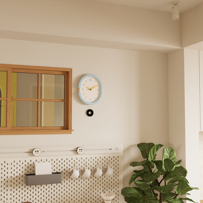 Oval Light Blue Wall Clock