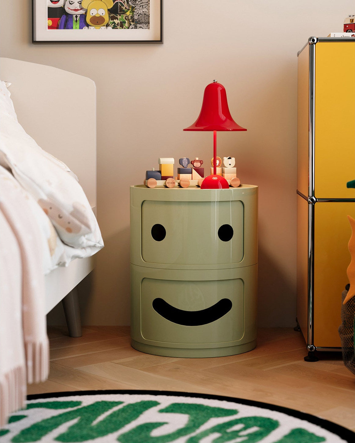 Smile Face Side Table Storage Cabinet