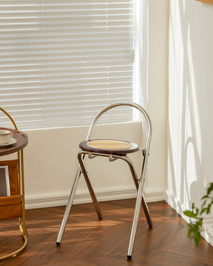 French-Style Rattan Folding Stool
