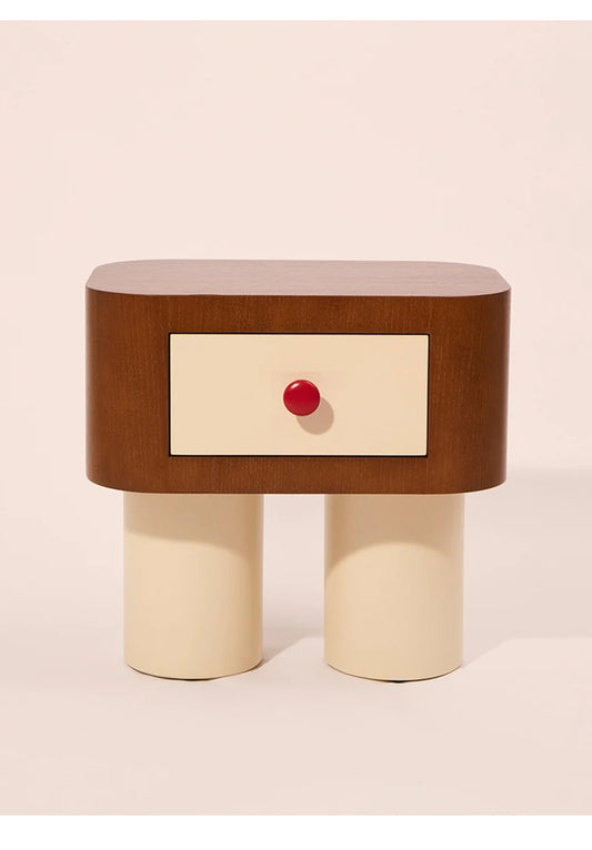 Modern Red Dot Wood Nightstand