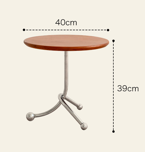 Round Solid Wood Side Table