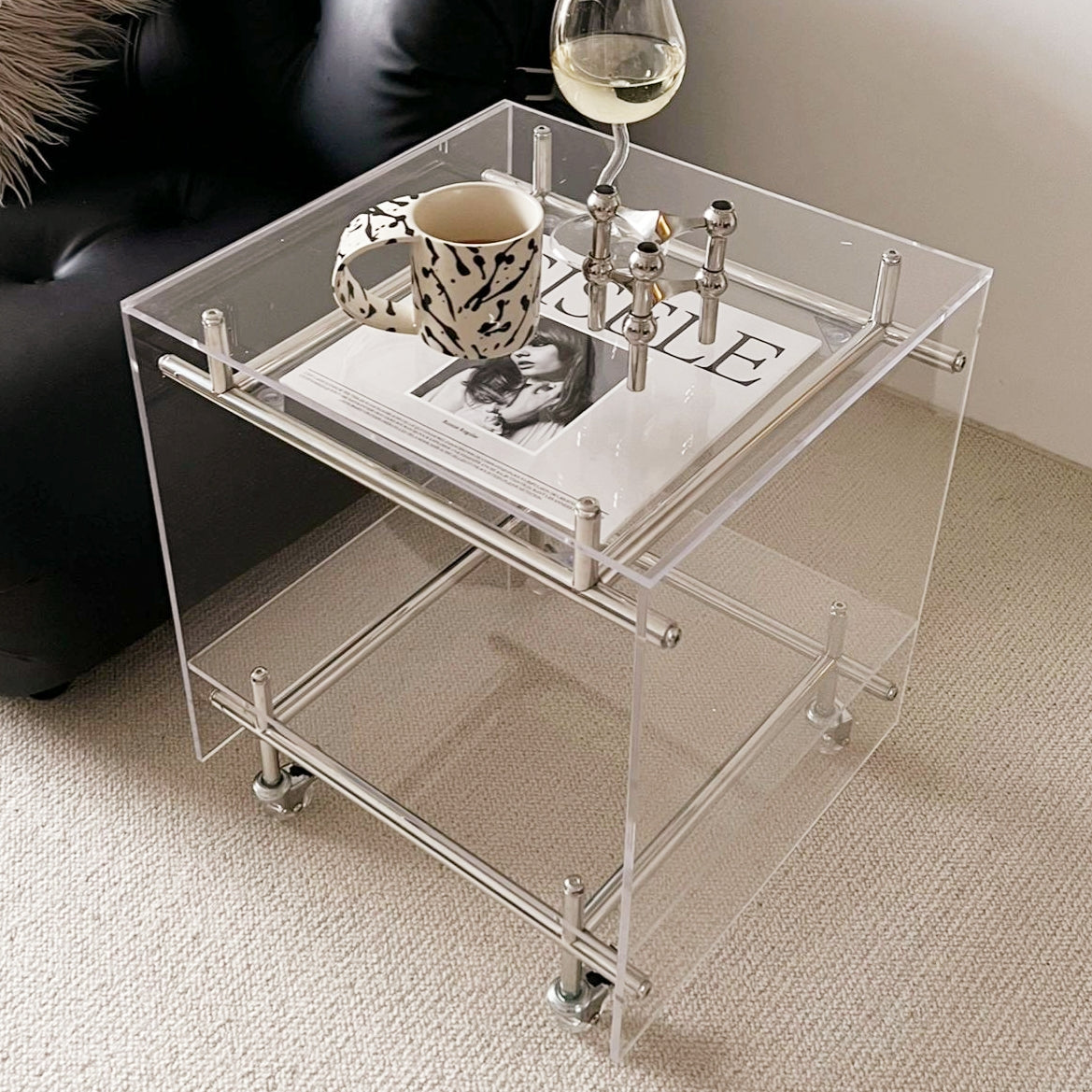 Acrylic Side Table Bar Cart