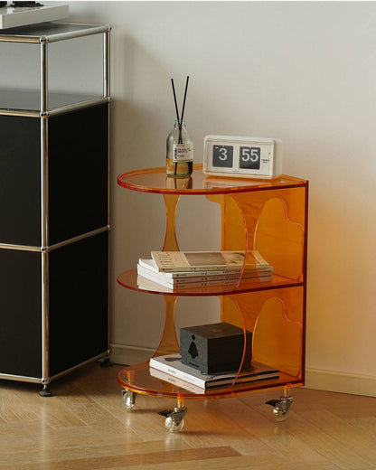 Rolling Acrylic Side Table Bar Cart