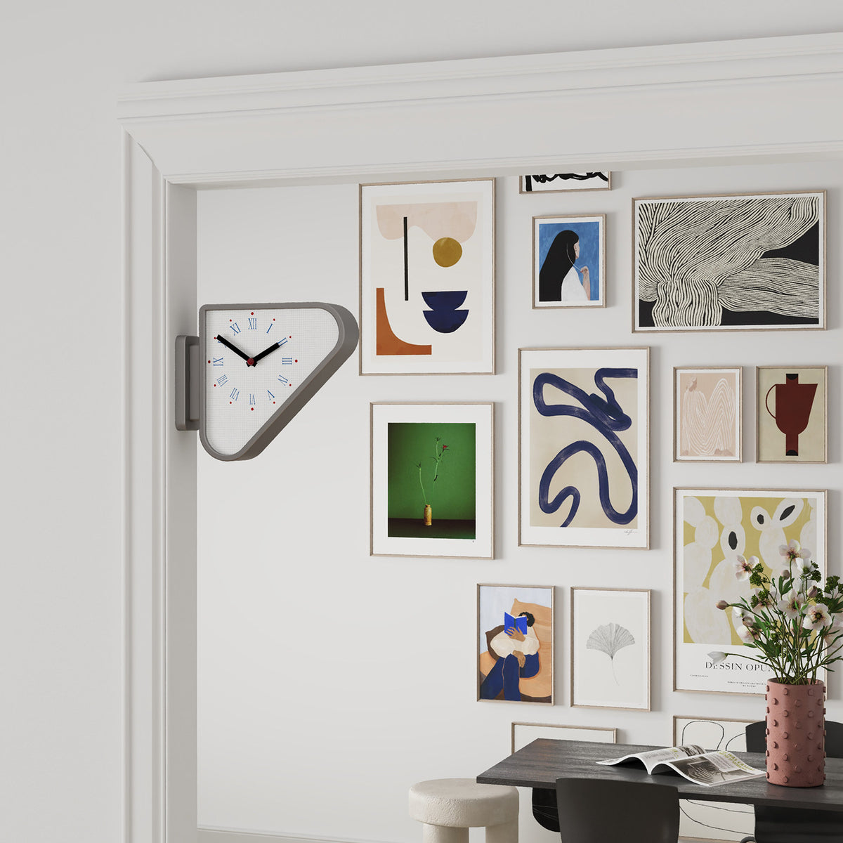 Silver Triangle Double-Sided Clock
