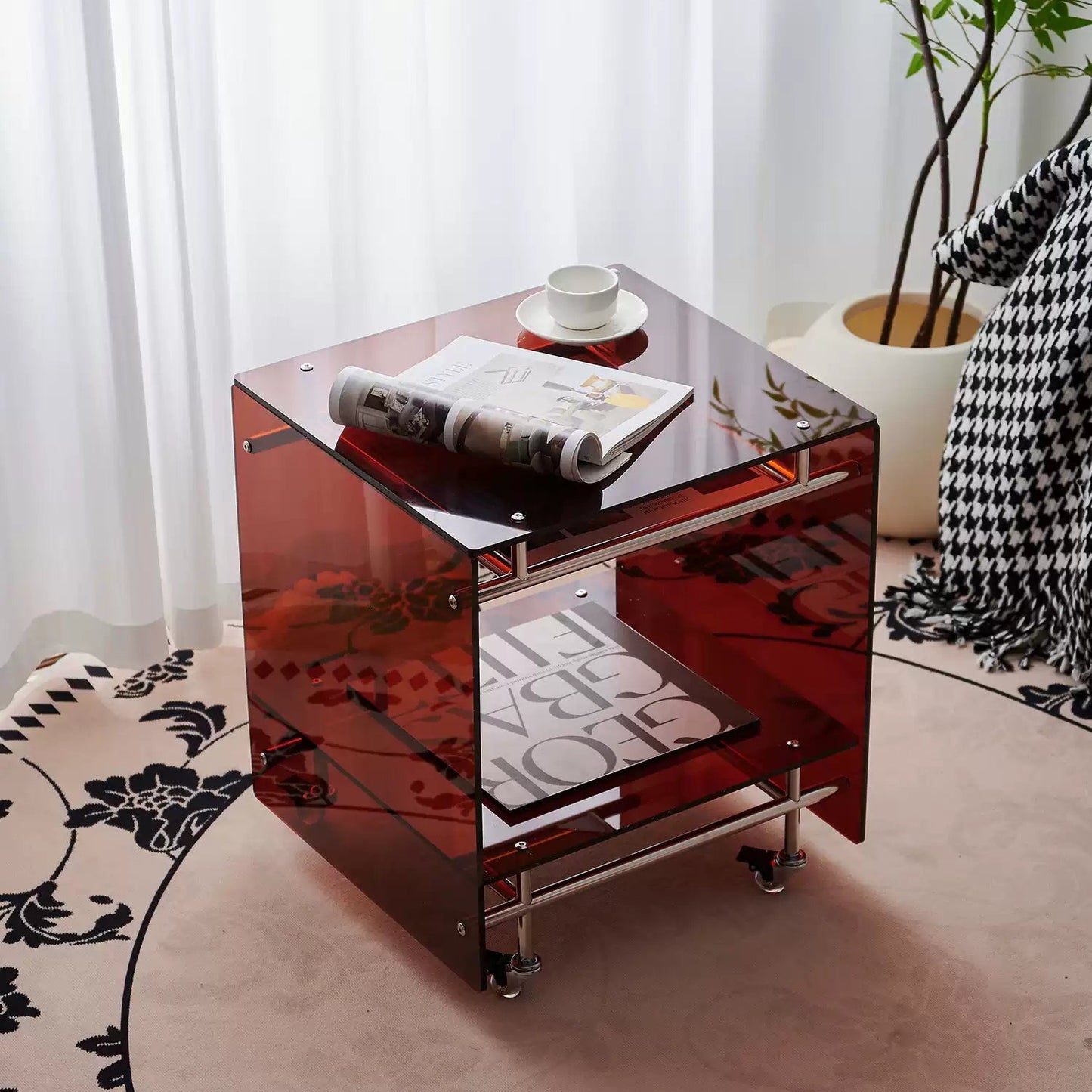 Acrylic Side Table Bar Cart