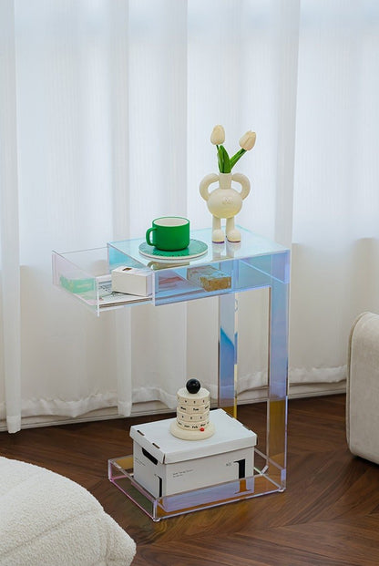 Acrylic Side Table with Drawer - HomeinFun