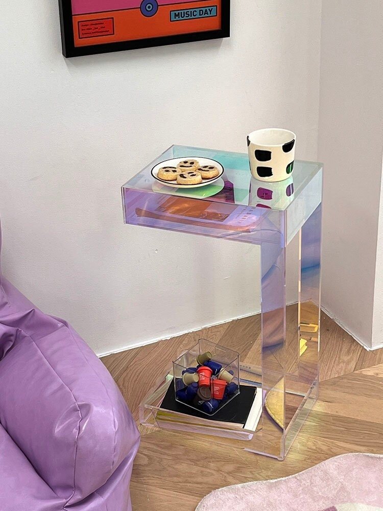 Acrylic Side Table with Drawer - HomeinFun