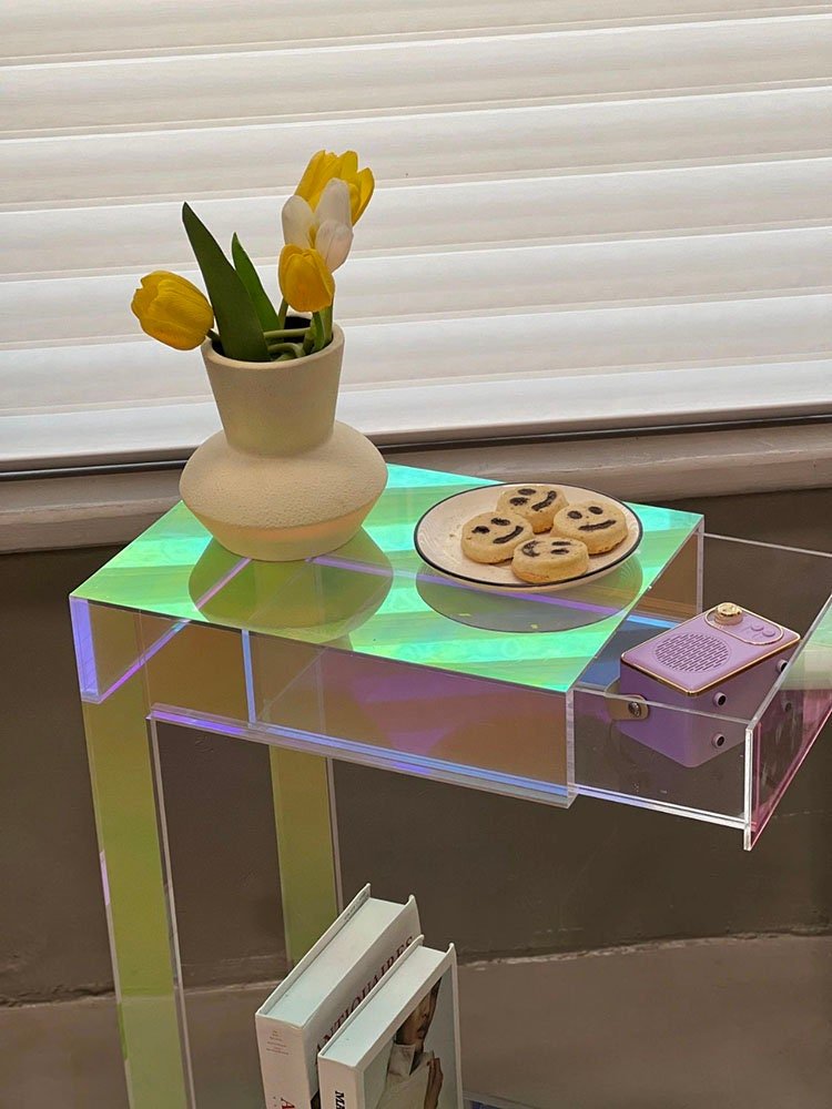 Acrylic Side Table with Drawer - HomeinFun