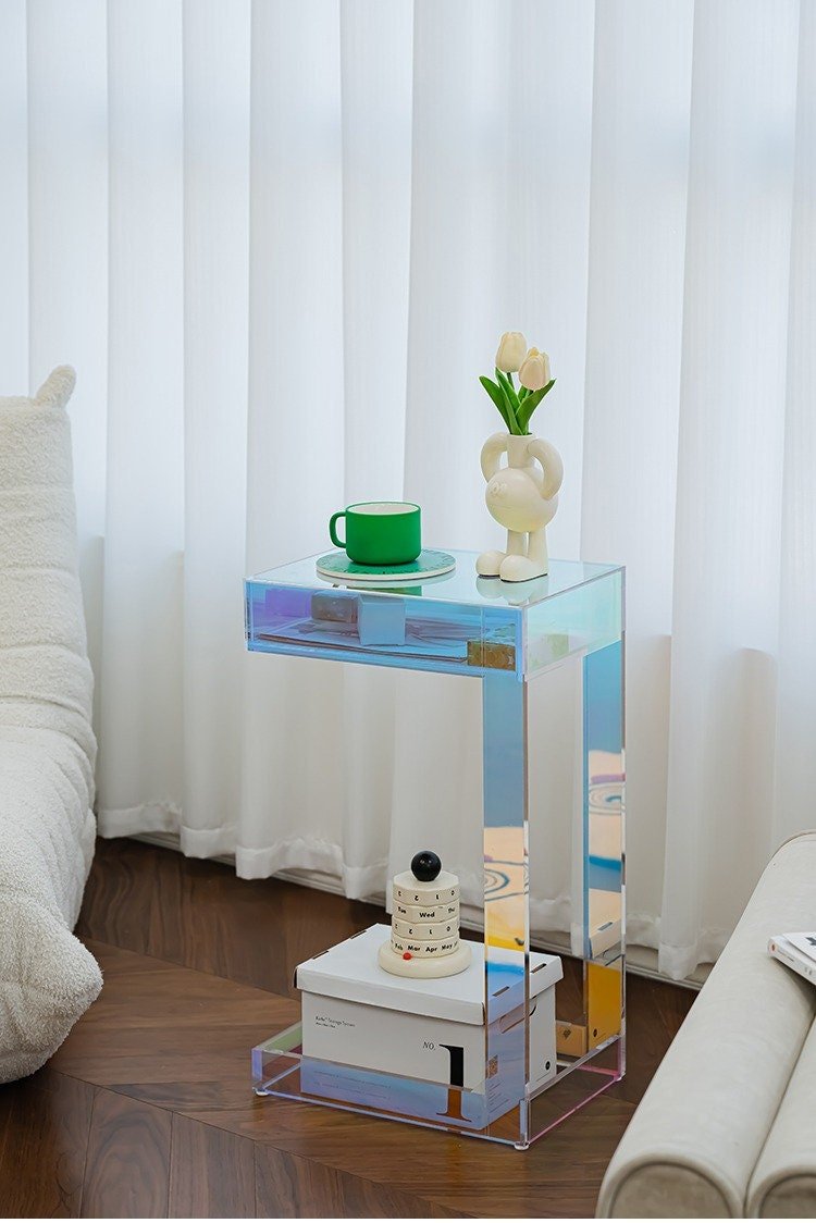 Acrylic Side Table with Drawer - HomeinFun