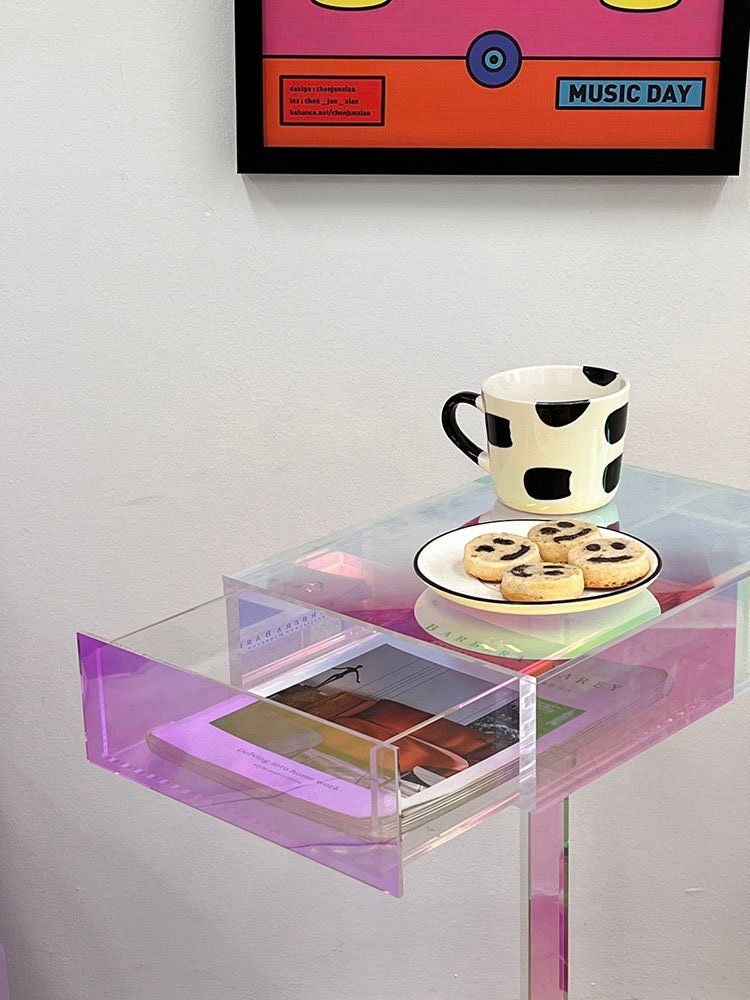 Acrylic Side Table with Drawer - HomeinFun