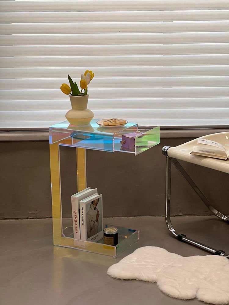 Acrylic Side Table with Drawer - HomeinFun