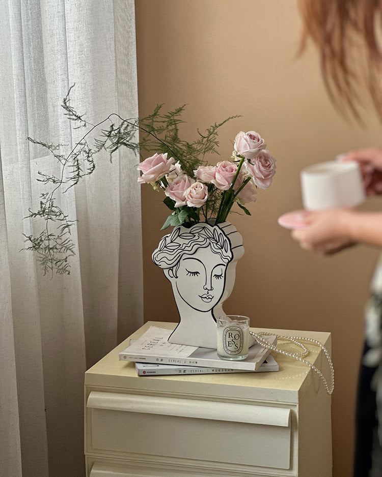 Muse Face Ceramic Vase