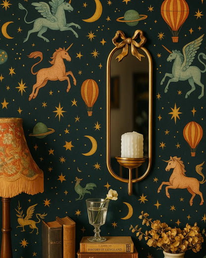 Vintage Wall Mirror with Candle Holder