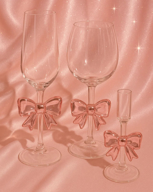 Pink Bow Glassware Set