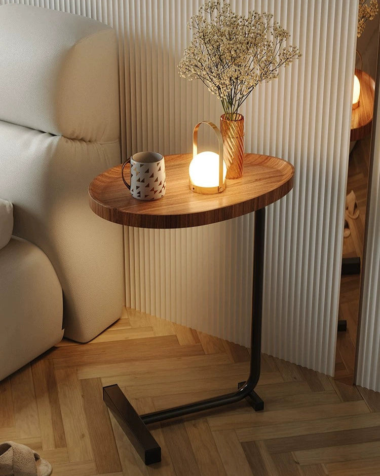 Solid Wood Oval Side Table