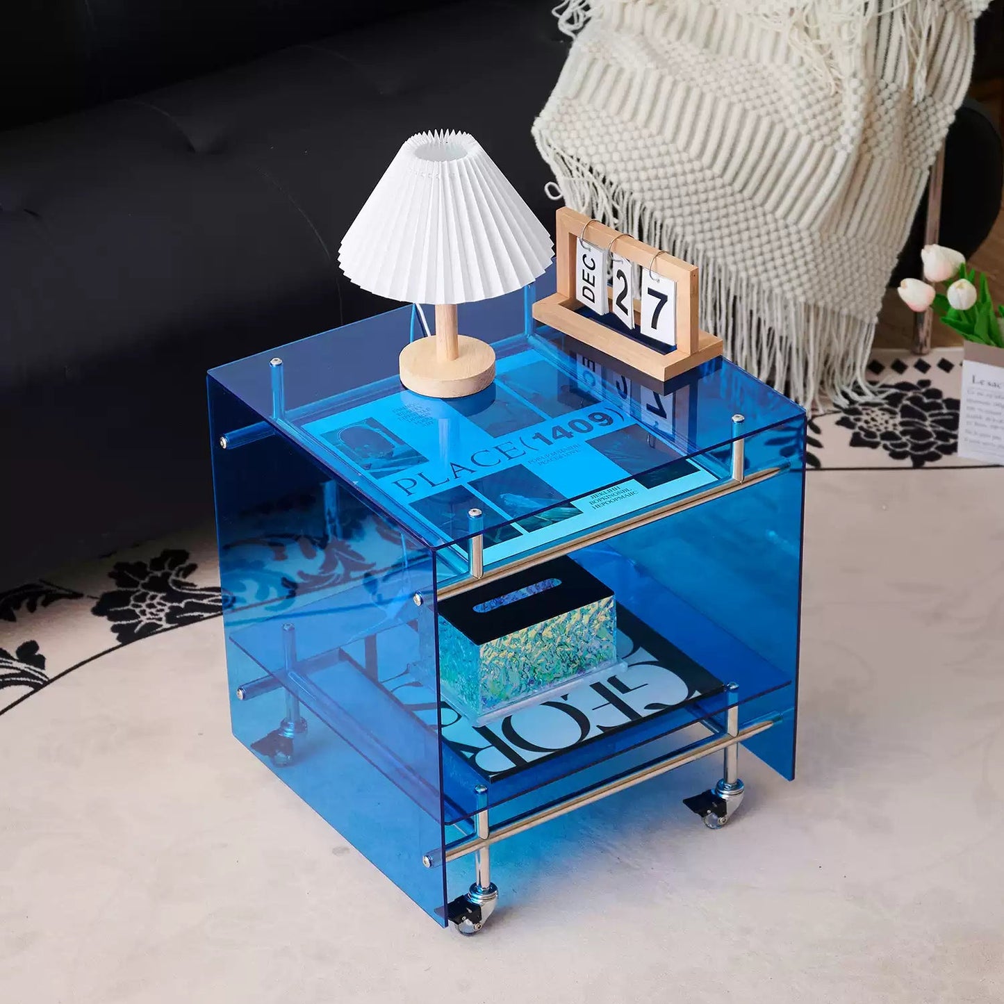 Acrylic Side Table Bar Cart