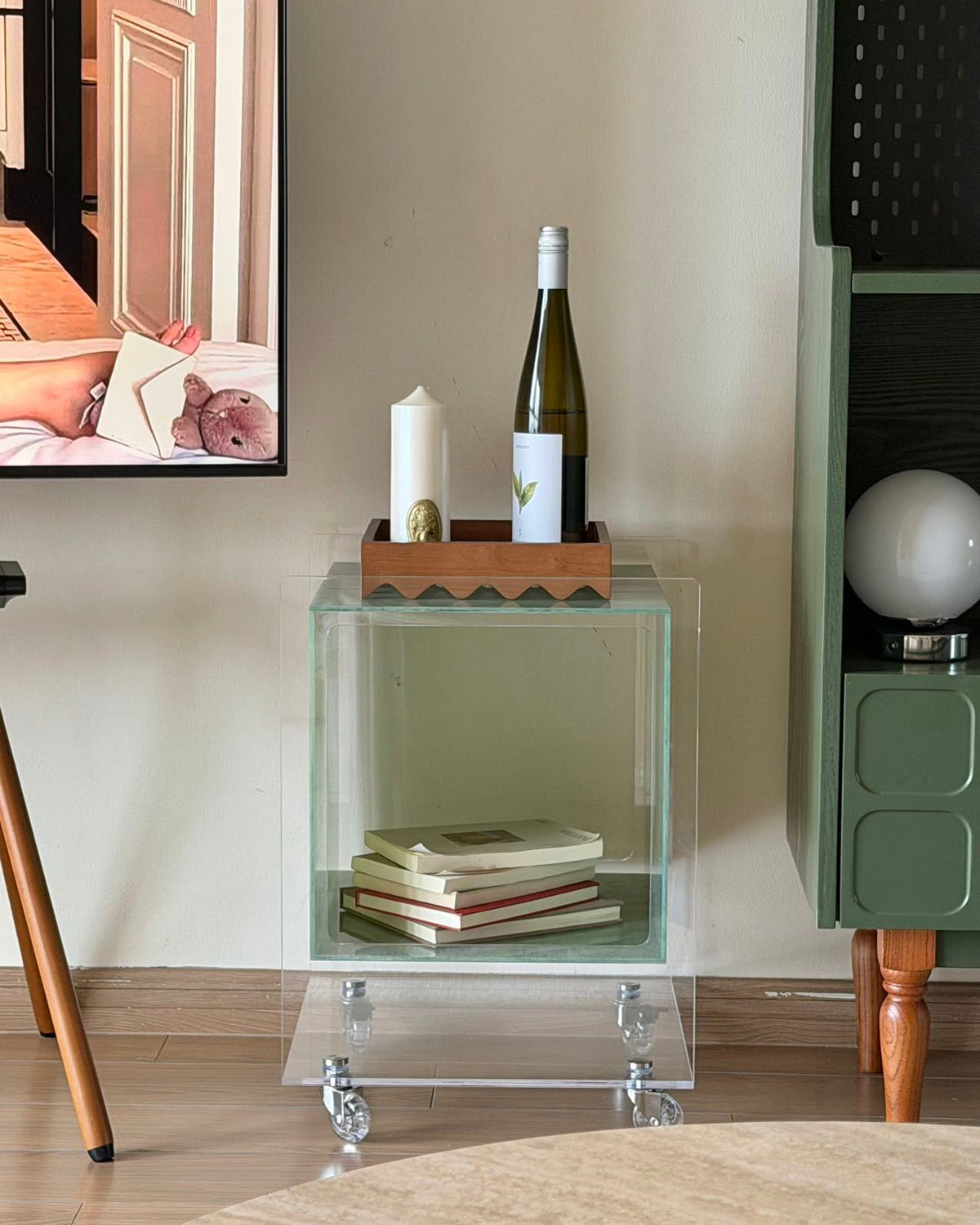 Rolling Acrylic Side Table