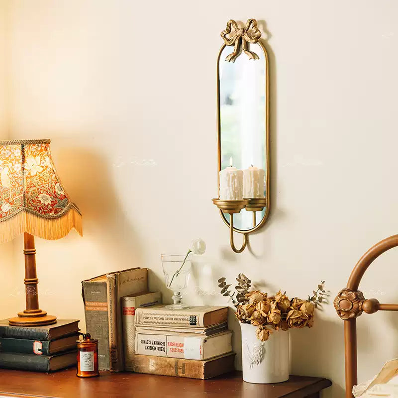 Vintage Wall Mirror with Candle Holder